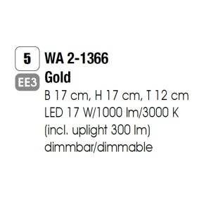 Aplica LED design LUX PRISM, 24K gold plated 94519 universul-luminii.ro