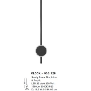Aplica LED design modern minimalist CLOCK neagra - Img 5