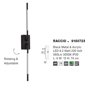 Aplica LED design modern RACCIO negru - Img 2