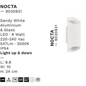 Aplica LED exterior iluminat sus si jos IP54 Nocta alb 250289 universul-luminii.ro