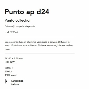 Aplica LED iluminat exterior ambiental Punto ap d24 neagra 64339 universul-luminii.ro