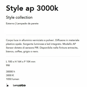 Aplica LED iluminat exterior modern IP54 Style ap 4000k cafeniu 143499 universul-luminii.ro