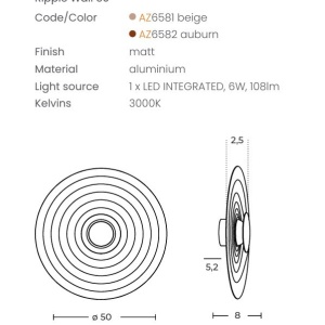 Aplica LED lumina ambientala RIPPLE 50cm, bej - Img 5