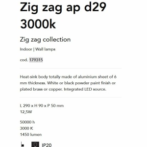 Aplica LED moderna ambientala Zig zag ap d29 3000k NERO - Img 3