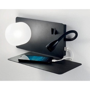 Aplica LED moderna cu reader LED cu port USB BOOK-2 AP2 NERO 174846 180319 universul-luminii.ro