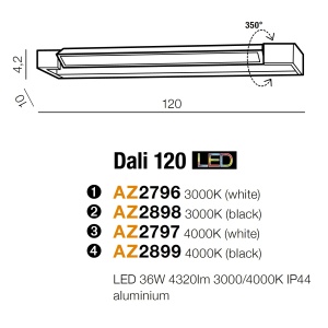 Aplica LED pentru baie directionabila 3000K Dali 120 alba 71269 universul-luminii.ro