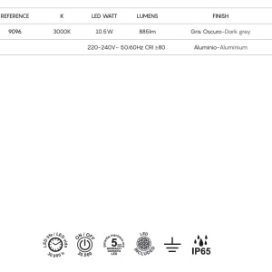Aplica LED perete exterior IP65 CANCUN gri inchis - Img 4