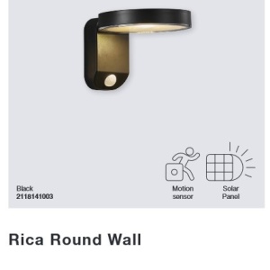 Aplica LED solara, cu senzor de miscare design modern, IP44 RICA ROUND 2118141003 NL 197139 universul-luminii.ro