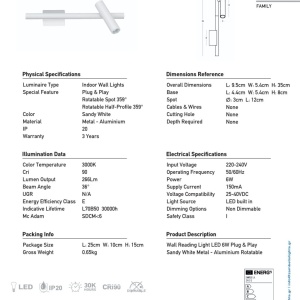 Aplica LED stil modern Senta Bar alba - Img 3