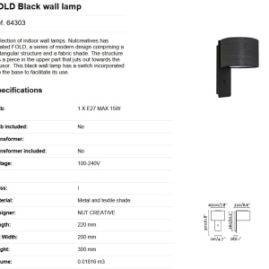 Aplica moderna FOLD Black 64303 83349 universul-luminii.ro