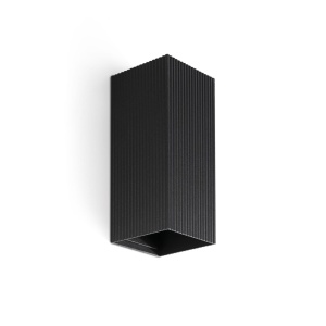 Aplica perete aluminiu striat negru, 2xGU10, LUNE square