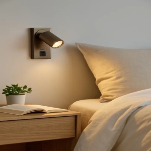 Aplica perete cu 1 spot directionabil Moon USB Switc, bronz