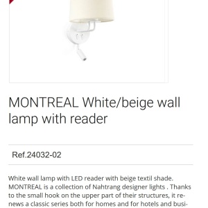 Aplica perete cu reader LED moderna design elegant MONTREAL alb/bej - Img 2