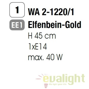 Aplica perete design rustic Torcia WA 2-1220/1 Elfenbein/gold OR - Img 3