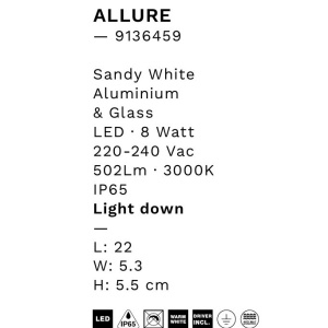 Aplica perete exterior LED IP65 ALLURE alb 250479 universul-luminii.ro