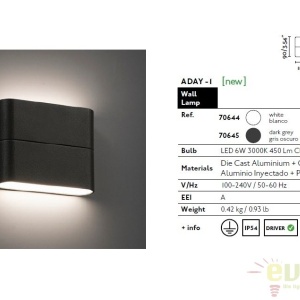 APLICA PERETE LED DE EXTERIOR ADAY-1 NEAGRA 70645 51199 universul-luminii.ro