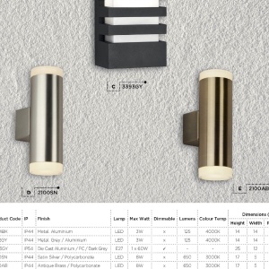Aplica perete LED de exterior IP44 Outdoor 1402GY SRT 75219 universul-luminii.ro