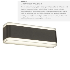 Aplica perete LED de exterior IP44 Up and Down 3671GY SRT 75239 universul-luminii.ro