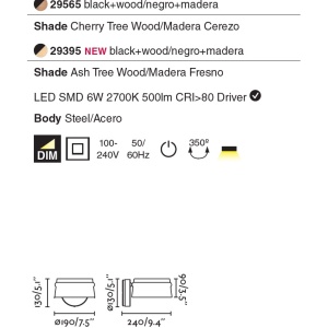 Aplica perete LED dimabila design deosebit LOOP frasin 29395 88809 universul-luminii.ro
