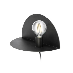 Aplica perete moderna cu raft NIT neagra dreapta 01006