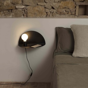Aplica perete moderna cu raft NIT neagra stanga 01004 89999 universul-luminii.ro