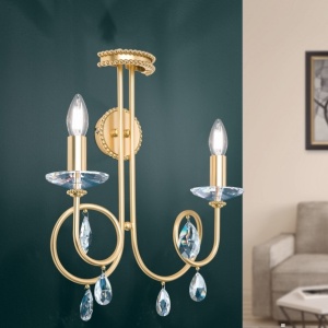 Aplica perete stil clasic cu cristale Swarovski Giada auriu mat 49429 universul-luminii.ro