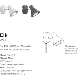 Aplica, Spot directionabil Eik, alb 45761001 NL 72159 universul-luminii.ro