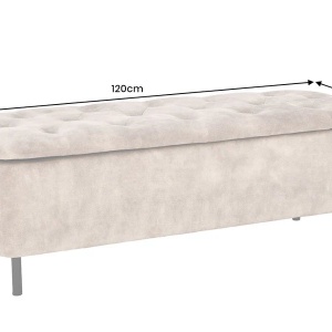 Bancheta cu spatiu de depozitare Catifea bej, EN VOGUE 120cm - Img 3