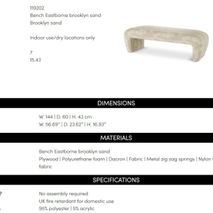 Bancheta eleganta design LUX Eastborne, Brooklyn sand - Img 10
