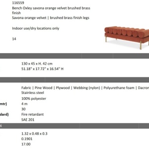 Bancheta moderna design LUX Oxley, Savona orange - Img 2