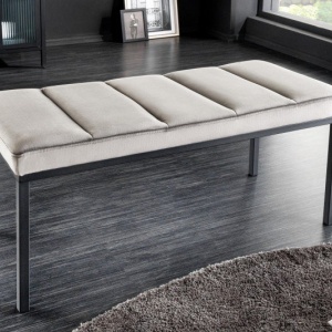 Bancheta tapitata design modern Boutique 80cm, gri deschis - Img 6