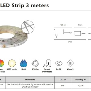 Banda cu iluminat Smart Led Colour 3m, protectie IP65 220989 universul-luminii.ro