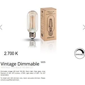 Bec LED Vintage E27 dimabil T45 8W 154439 universul-luminii.ro