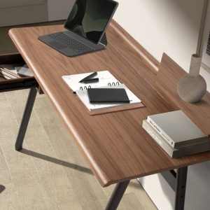 Birou modern din lemn furniruit si fibra de sticla Walnut - Img 8