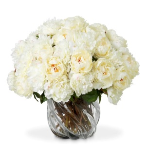 Buchet artificial LUX din 48 de bujori albi, Peonies