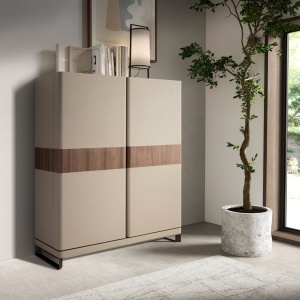 Bufet, Bar design LUX furnir de nuc si piele High sideboard - Img 5