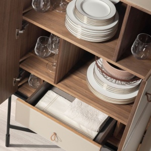 Bufet, Bar design LUX furnir de nuc si piele High sideboard - Img 6