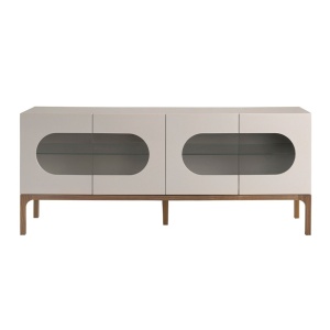 Bufet design modern cu iluminare interioara Gray and Walnut - Img 6