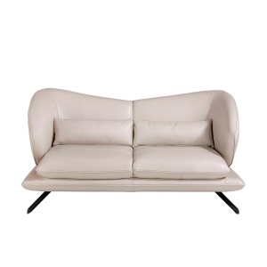 Canapea 2 locuri eleganta cu spatar original Cowhide leather taupe grey - Img 5