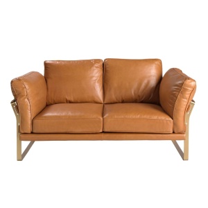 Canapea 2 locuri LUX design italian Cowhide camel - Img 3