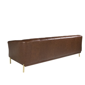 Canapea 3 locuri din piele naturala capitonata Cowhide leather brown - Img 4