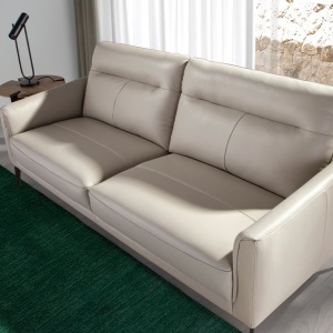 Canapea 3 locuri eleganta, design italian Cowhide leather taupe grey - Img 8