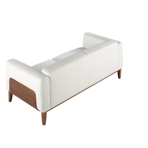 Canapea 3 locuri eleganta tapitata in piele alba, design LUX Arawan - Img 4