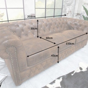 Canapea clasica stil englezesc Chesterfield 3 locuri maro antic - Img 7