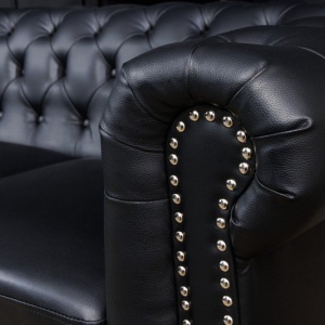 Canapea clasica stil englezesc Chesterfield 3 locuri, negru antic - Img 7