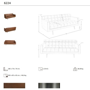 Canapea design LUX 2 locuri Dark Brown Leather - Img 7