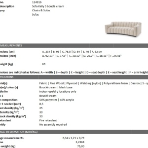 Canapea design LUX Kelly S boucle crem 114916 HZ - Img 2