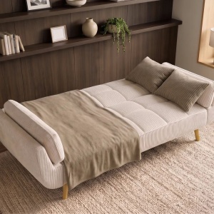 Canapea extensibila BOUTIQUE 215cm catifea raiata bej - Img 3