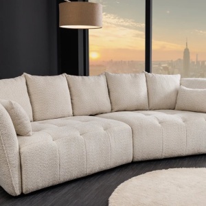 Canapea mare, Tesatura boucle bej sampanie, ROYAL 295cm - Img 6