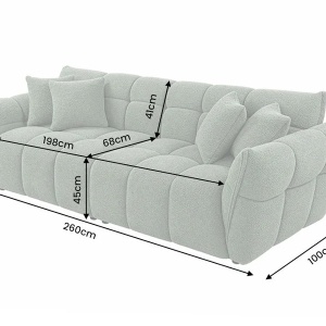 Canapea XXL CLOUD 260cm, material boucle verde salvie - Img 4